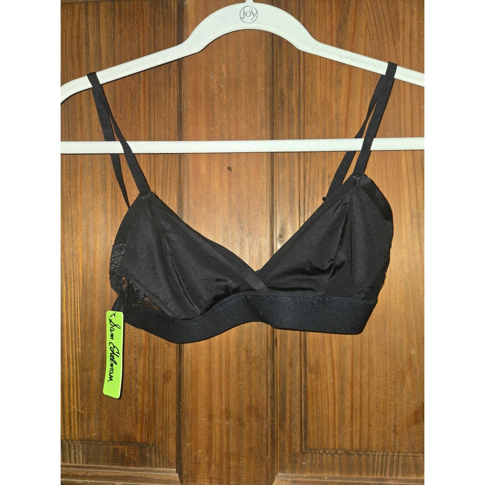 Sam Edelman Womens Black‎ Lace Trim Triangle Bralette Wireless Size Small NEW